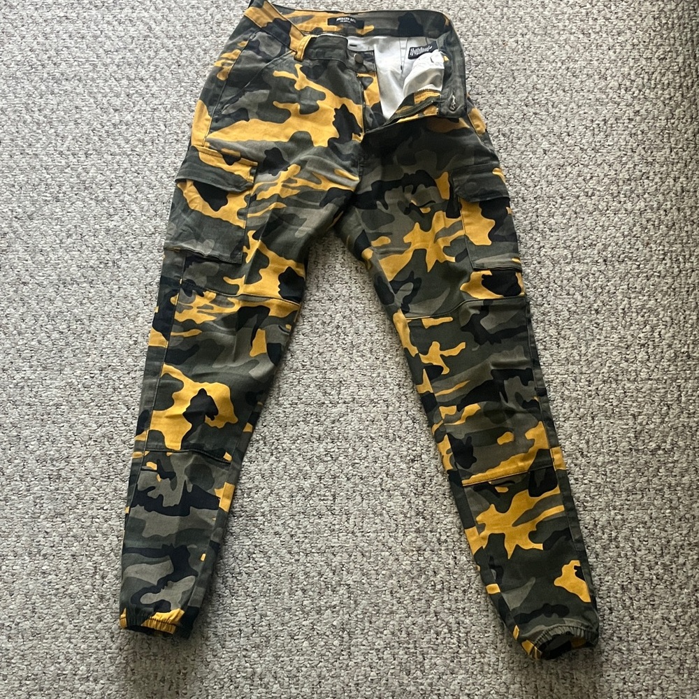 American Bazi Camouflage Cargo Pants with Yellow Accents